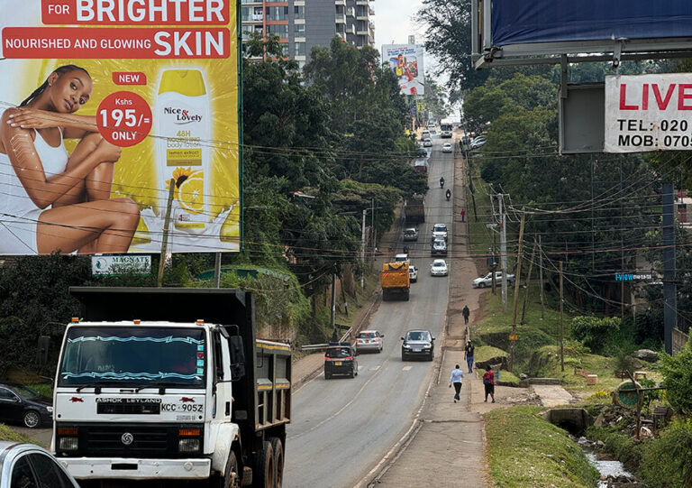 Looking up a hill in Kilimani, Nairobi