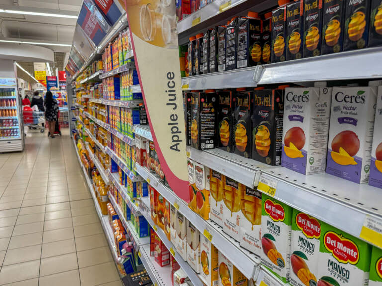 Inside a supermarket in Naiorbi looking at a drinks aisle