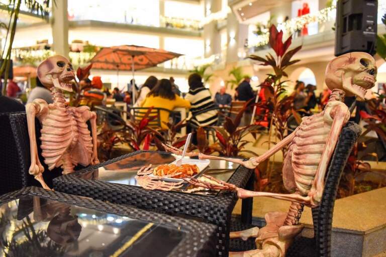 Village Market food court in the Halloween theme